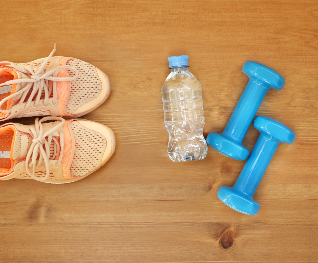 Fitness accessories and healthy meal